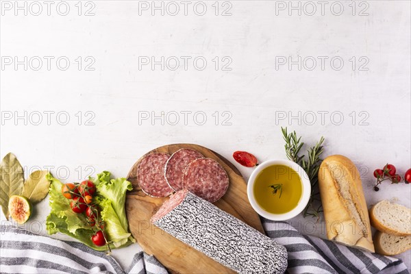 Top view delicious salami concept. Resolution and high quality beautiful photo