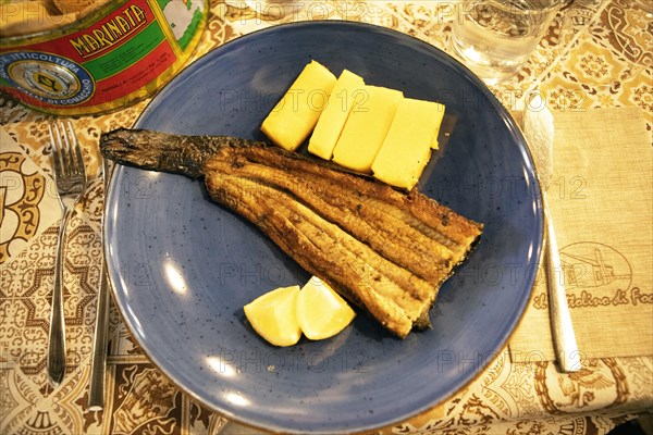 Grilled eel with polenta