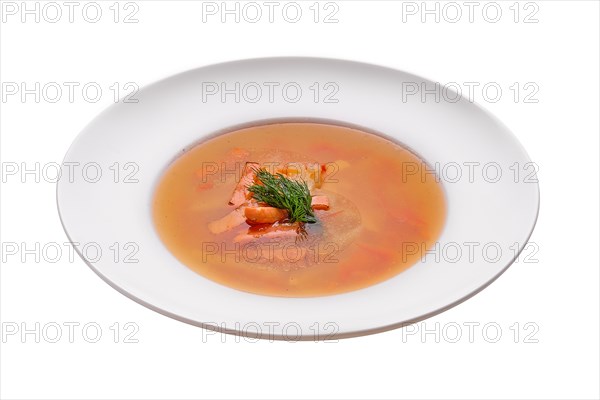 Portion of salmon soup