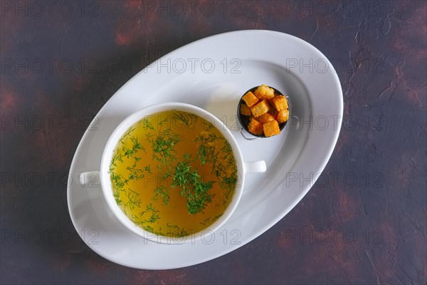 Plate of chicken bouillon