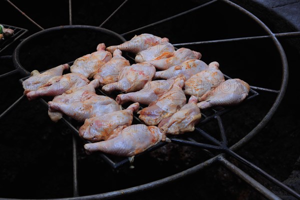 Barbecue in El Diablo restaurant heated with the heat of the volcano. Timanfaya National Park