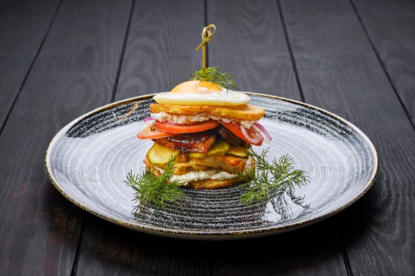 Potato fritter burger with chicken breast