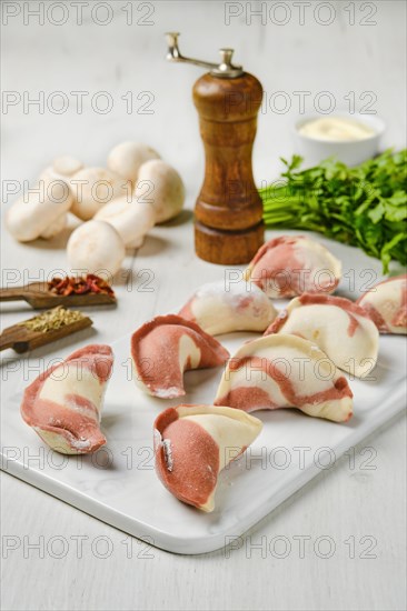 Frozen semifinished dumplings stuffed with champignon