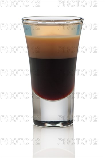 B 52 cocktail shot isolated on white background
