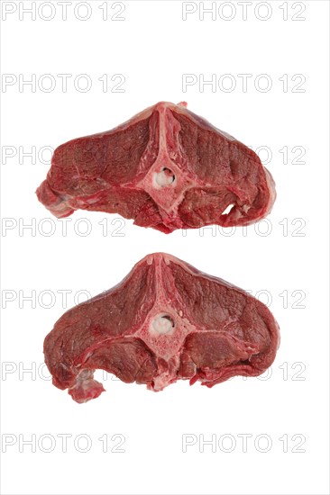 Raw fresh deer backstrap isolated on white background