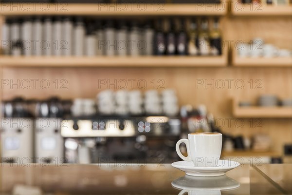 Cup fresh espresso glass counter