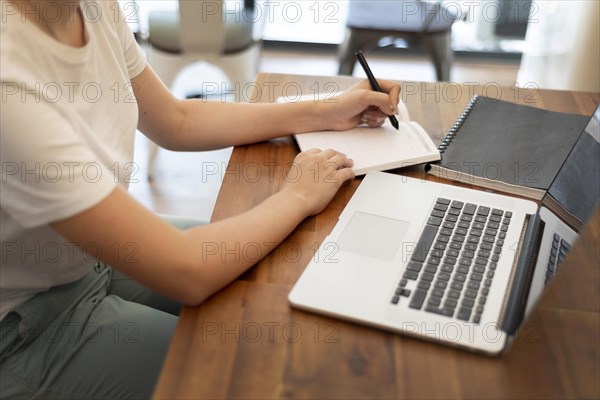 Woman working from home during pandemic. Resolution and high quality beautiful photo