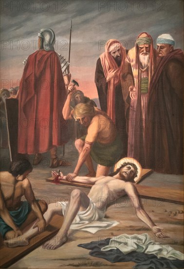 Station of the Cross by an unknown artist. 11 Station