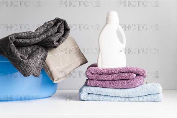 Front view pile towels with laundry softener