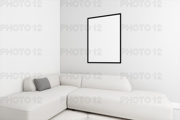 Minimalistic interior with elegant frame sofa