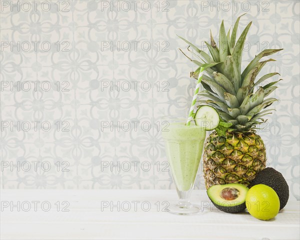 Summer smoothie with pineapple copyspace. Resolution and high quality beautiful photo