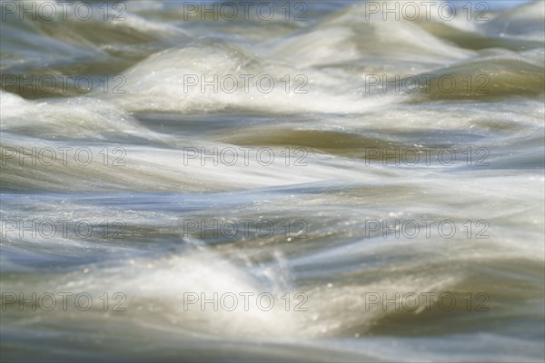 Display of the many rapids foam crowns in slow motion of the Zambezi river. Livingston