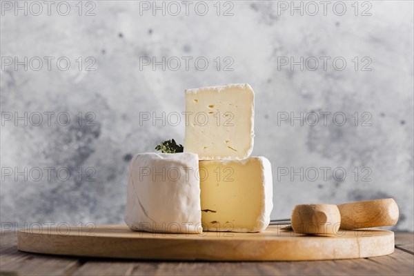 Close up camembert slice top roll