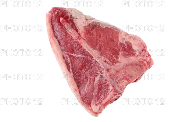 Overhead view of raw porterhouse steak