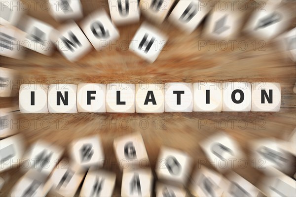 Inflation symbol image finance and economy money crisis as business concept with cube in Stuttgart