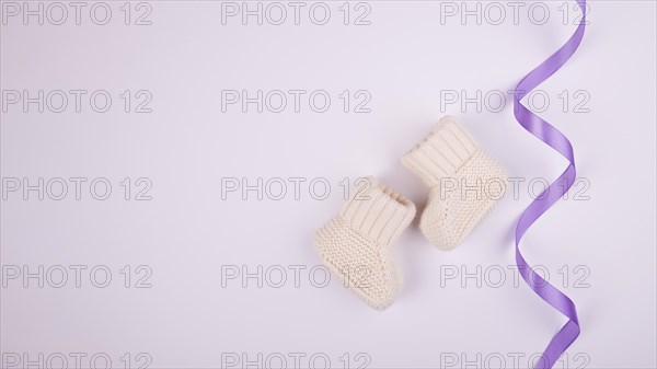 Purple ribbon socks copy space 1