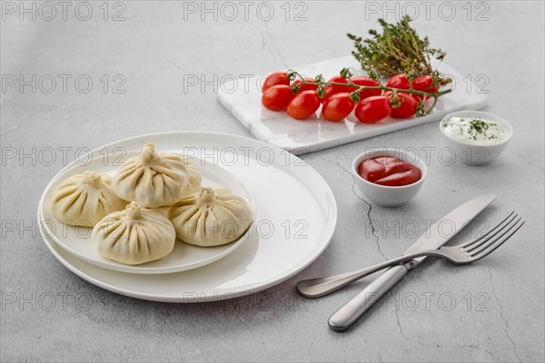 Frozen semifinished khinkali stuffed with lamb meat