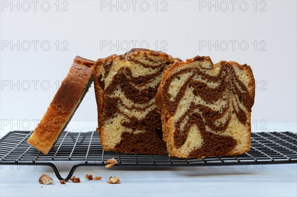 Marble cake on cake rack