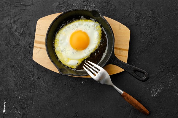 Fried egg in small cast-iron skillet