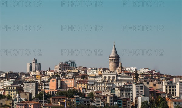 View of the Galata Tower from ancient times in Istanbul