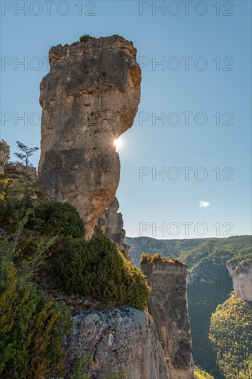 Spectacular rock in the Gorges de la Jonte in the Cevennes National Park. Aveyron