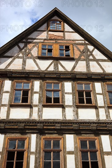 Half-timbered house in need of restoration in the town of Schmalkalden