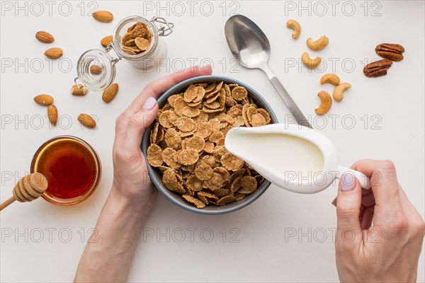 Top view breakfast concept. Resolution and high quality beautiful photo