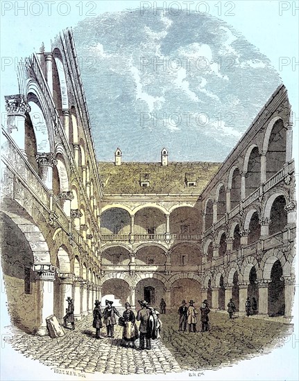 Inner courtyard of the Bavarian Main Mint in Munich around 1880