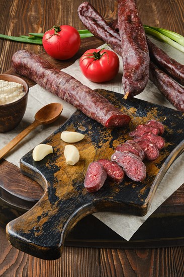 Dried sausage made of venison meat