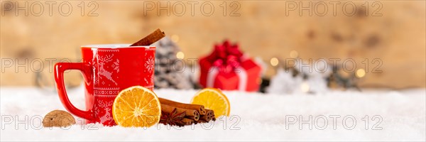 Mulled wine or tea with decoration for Christmas in winter copy space Copyspace Banner Panorama in Stuttgart