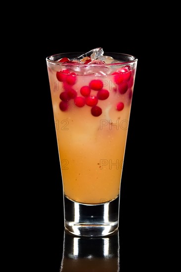 Cranberry cocktail with ice cubes