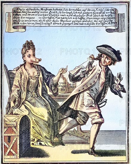 Satirical pamphlet on a rich but ugly lady in love with marriage