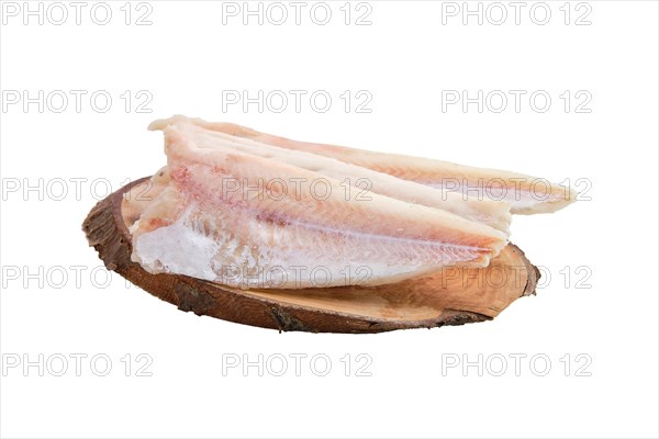 Frozen fillet of pangasius isolated on white background