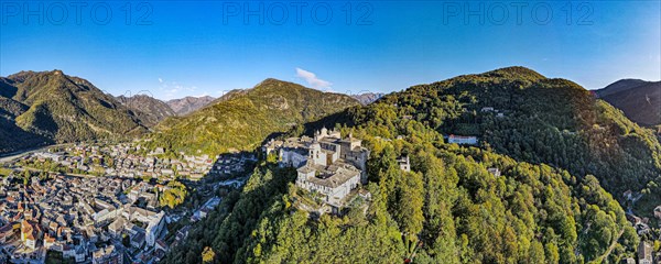 Aerial of the Unesco world heritage site Sacro Monte de Varallo