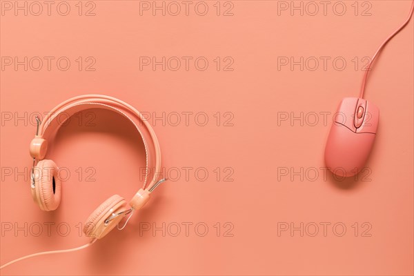 Headphones mouse orange background