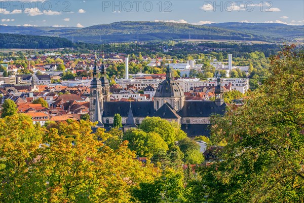 View from Frauenberg of St. Salvator's Cathedral and the city in early autumn