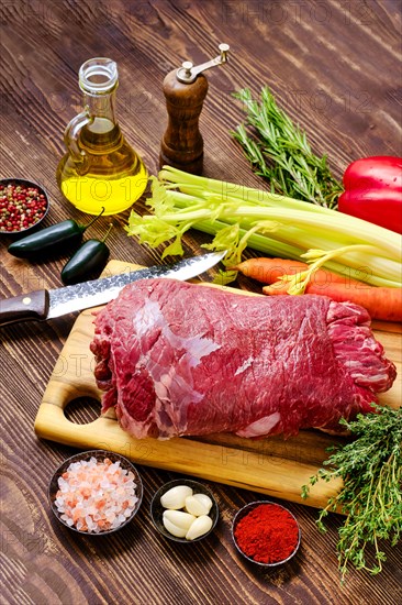 Beef roll with vegetables as a stuffing for baking in oven