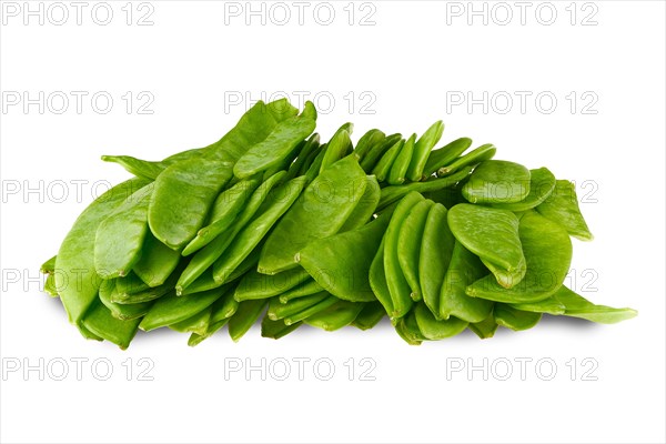 Fresh peas in a pod isolated on white background