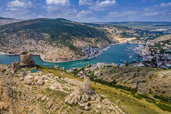 Aerial of the castle and bay of Balaklava