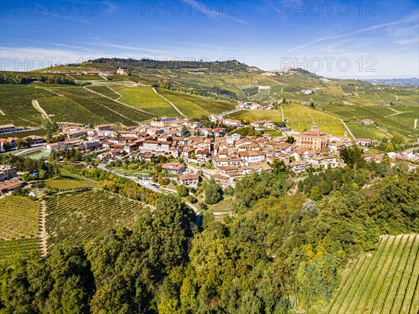 Aerials of the wineyards around Barolo