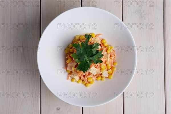 Top view of salad with corn