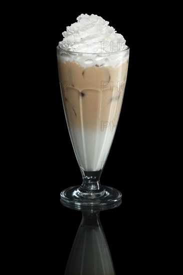 Milkshake cappuccino summer cocktail isolated on black