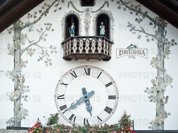 A house front representing a cuckoo clock