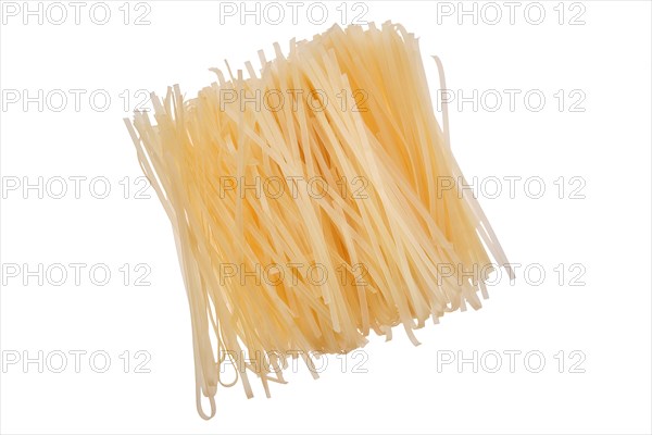 Dry rice stick noodles isolated on white background