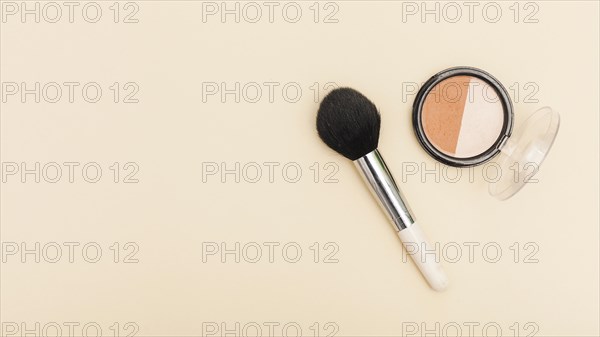 Top view blush with make up brush. Resolution and high quality beautiful photo