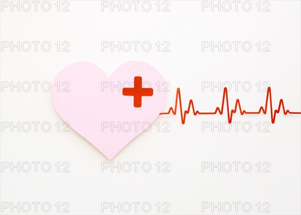 Top view paper heart with heartbeat. Resolution and high quality beautiful photo