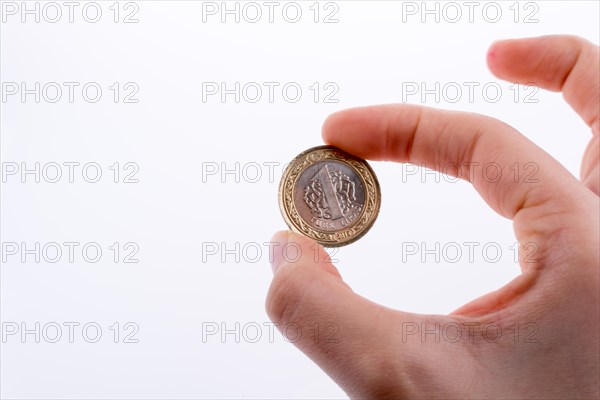 Turkish coin one Turkish Lira in hand