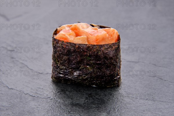 Macro photo of nigiri shrimp