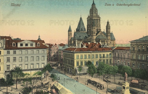 Gutenberg Monument and Cathedral in Mainz