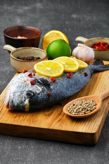 Gilt head bream with spice prepared for cooking